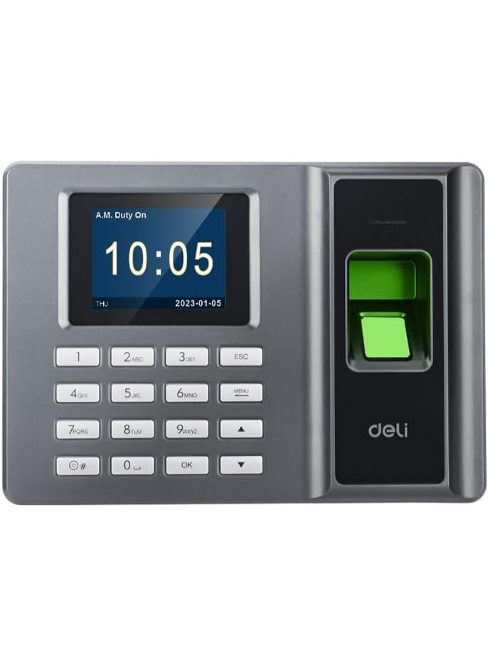 Deli ES152 Biometric Fingerprint Attendance Machine, 2.4-inch LCD Display, 1500 Fingerprint Capacity, 120,000 Logs, USB Export, No Monthly Fee - Image 1