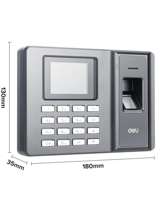 Deli ES152 Biometric Fingerprint Attendance Machine, 2.4-inch LCD Display, 1500 Fingerprint Capacity, 120,000 Logs, USB Export, No Monthly Fee - Image 2