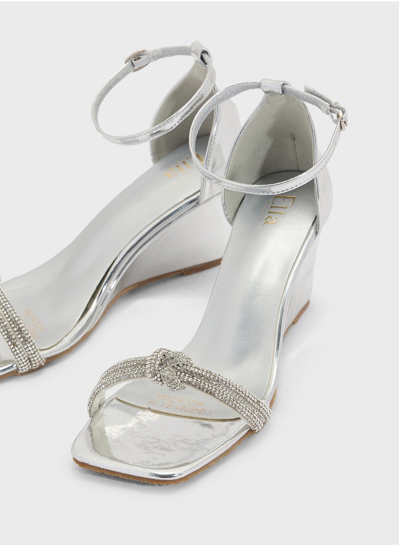 Ella Limited Edition Square Toe Jeweled Ankle Strap Heel Sandal  - Image 4