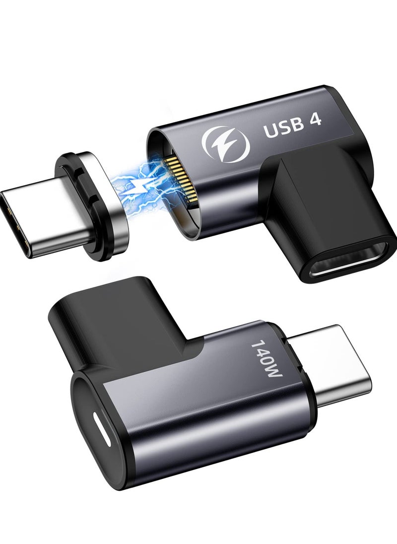 SYOSI - 140W USB C Magnetic Adapter 2Pack, 24Pins Right Angle 90 Degree USB C Adapter with USB4 20Gbps 8K 60Hz Video for Thunderbolt 3 MacBook Pro/Air, Tablet, Laptop, Mobile Phone and More Type C Devices - Image 1