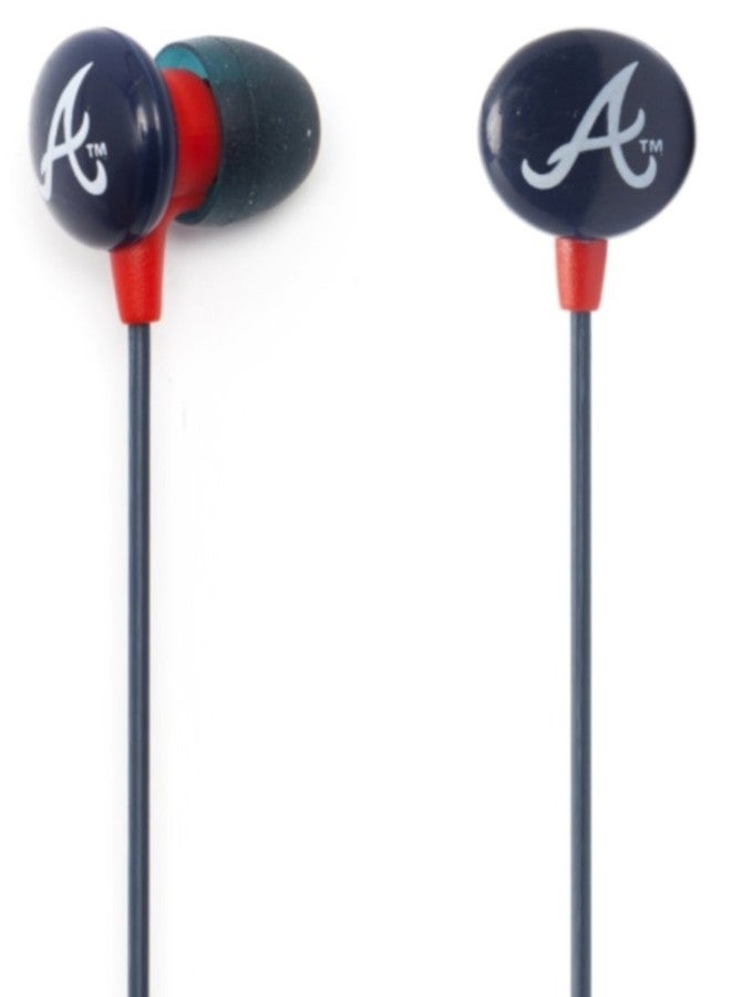 iHip MLF10169ATL MLB Atlanta Braves Printed Ear Buds, Blue/Red - Image 2