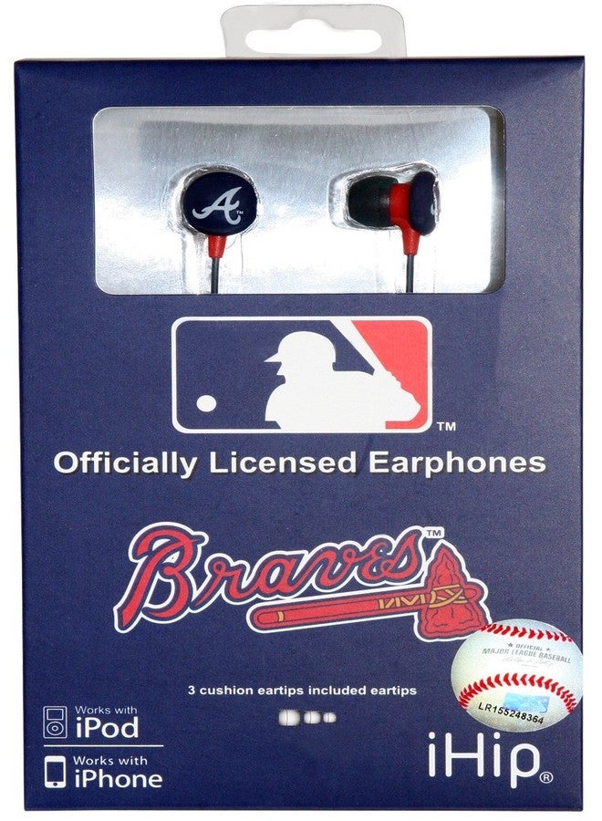 iHip MLF10169ATL MLB Atlanta Braves Printed Ear Buds, Blue/Red - Image 4