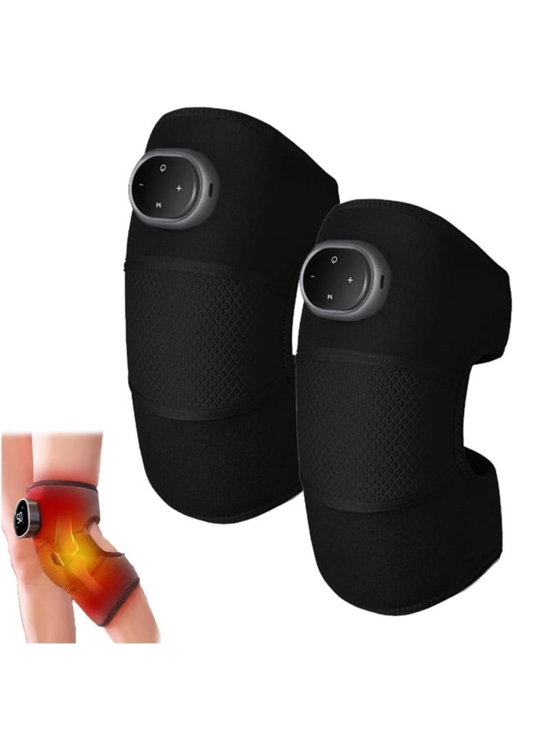 Advanced multi-function knee massager with five heating modes and three massage modes. Relieves joint pain and stress. Gray