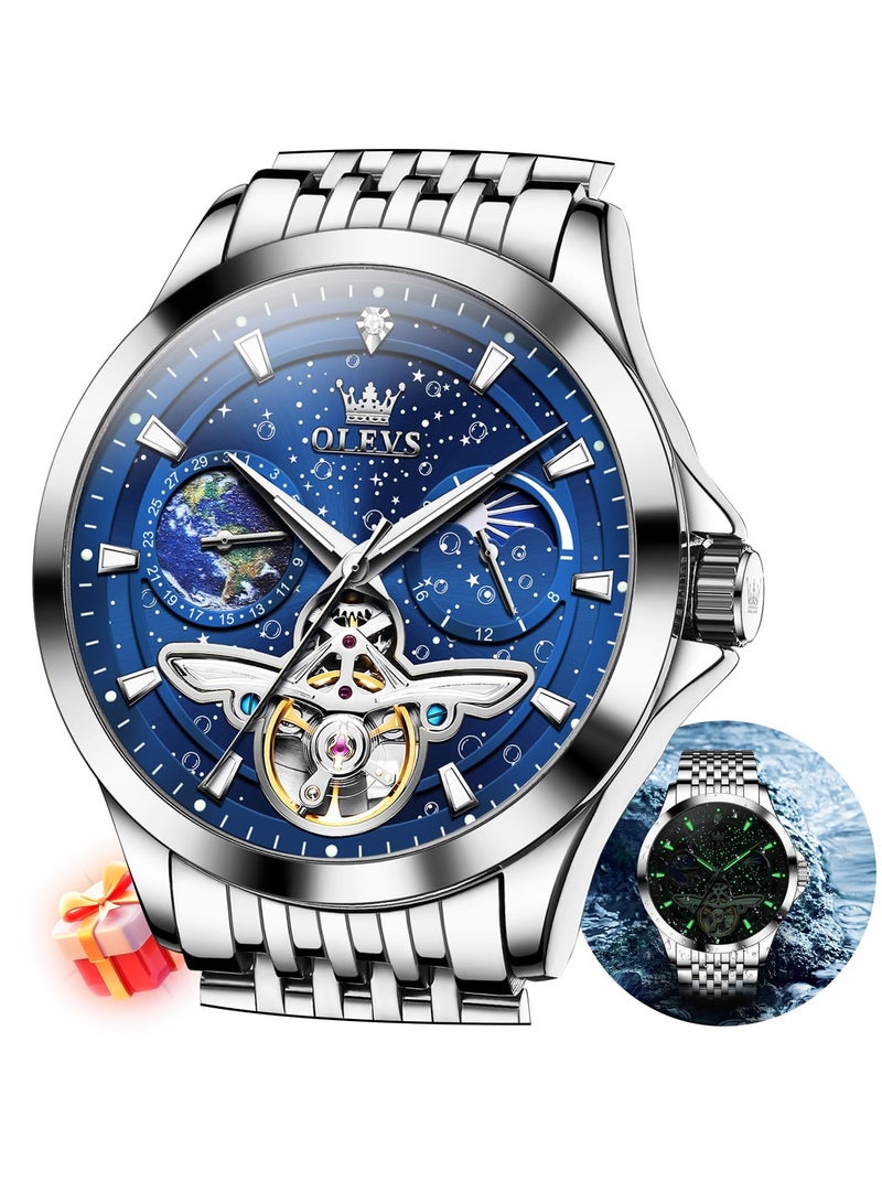 أوليفز ساعة OLEVS للرجال أوتوماتيكية مجوفة فاخرة مقاومة للماء ومضيئة 6705 - Image 1