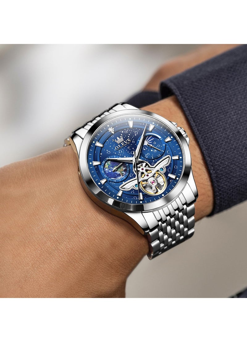 أوليفز ساعة OLEVS للرجال أوتوماتيكية مجوفة فاخرة مقاومة للماء ومضيئة 6705 - Image 3