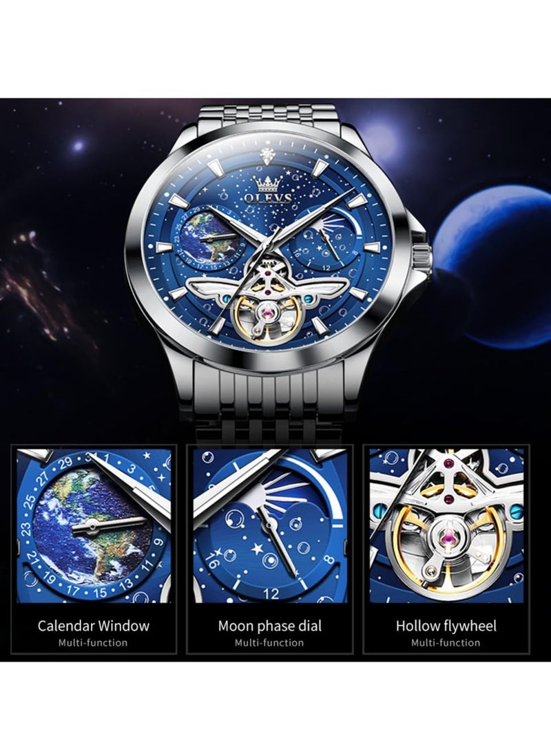 أوليفز ساعة OLEVS للرجال أوتوماتيكية مجوفة فاخرة مقاومة للماء ومضيئة 6705 - Image 4