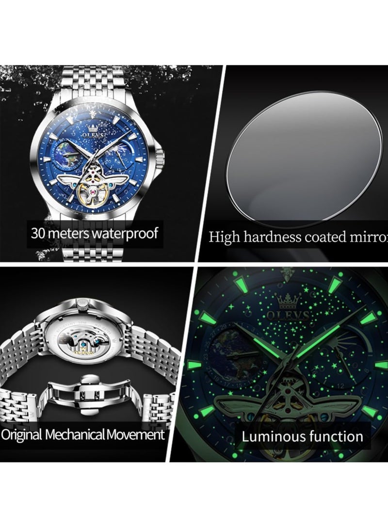 أوليفز ساعة OLEVS للرجال أوتوماتيكية مجوفة فاخرة مقاومة للماء ومضيئة 6705 - Image 5