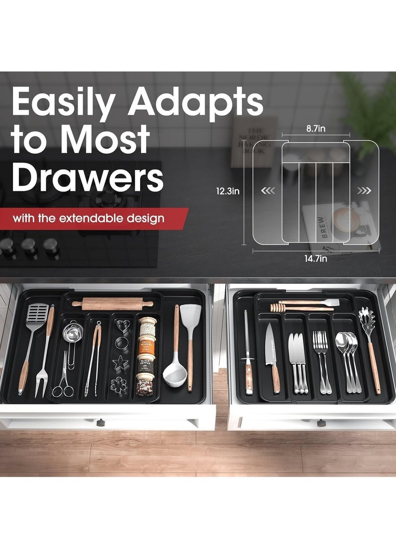 TYCOM Utensil Rack and Silverware Organizer, Adjustable Cutlery Tray, Utensil Holder for Silverware, Flatware, Knives in Kitchen, Bedroom, Living Room  - Image 2