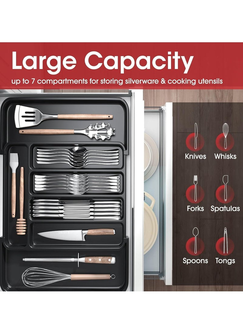TYCOM Utensil Rack and Silverware Organizer, Adjustable Cutlery Tray, Utensil Holder for Silverware, Flatware, Knives in Kitchen, Bedroom, Living Room  - Image 3