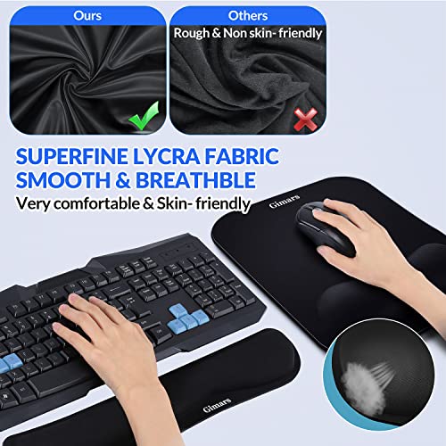 Gimars Elongate Smooth Lycra Fabric Ergonomic Mouse Pad Wrist Support, Gel Memory Foam Cushion Set Keyboard Wrist Rest Support, Pain Relieve for Computer, Laptop, Office, School, Home, Gaming, Black - Image 5