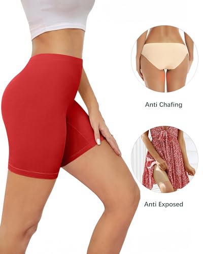 voenxe Women Cotton Boy Shorts Underwear,Lady Boxer Brief,High Waist Anti Chafe Short for Under Dress,Soft Biker Panty 4Pack Coffee - Image 4