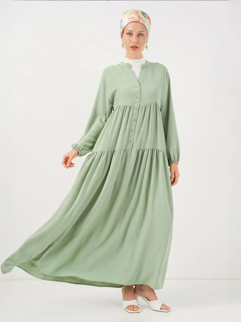 BIG DART BDART V-Neck Button Closure Relaxed Fit Maxi Dress