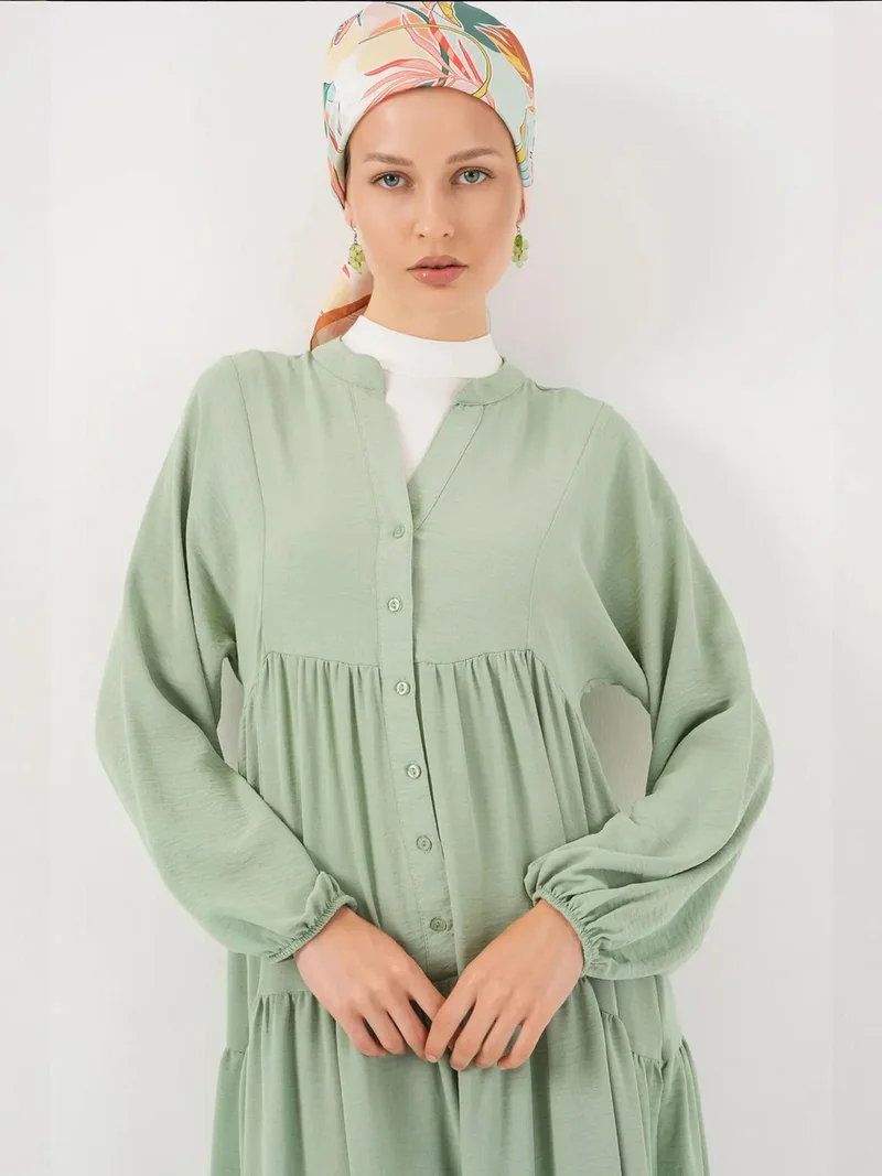 BIG DART BDART V-Neck Button Closure Relaxed Fit Maxi Dress