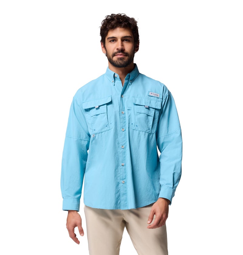 Columbia Mens PFG Bahama II Long Sleeve Fishing Shirt Vintage Blue Medium