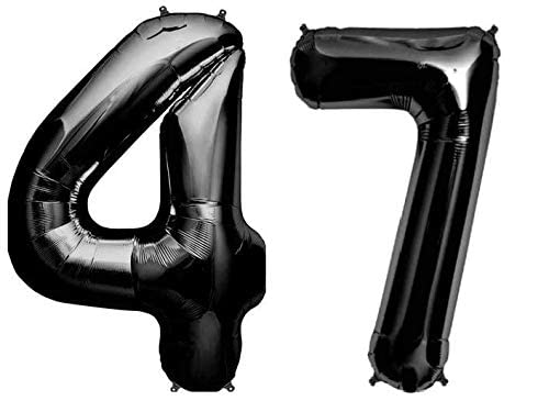 flavouredlove 16 inch Forty-seven Foil Number Air or Helium Balloon Party Decoration Black Pack of 1 | 47 Year No. Balloons Birthday/Anniversary (Black Number 47) - Image 5