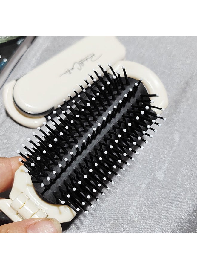 Depend 2 Pack Folding Hair Mini Brush With Mirror Portable Travel Hair Brush Air Cushion Comb Pocket Hair Styling Brush Hair Massage Brush for Women Men - Detangle Smooth And Style Any Hair Type - Image 5