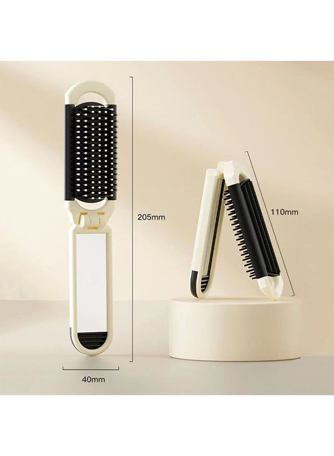 Depend 2 Pack Folding Hair Mini Brush With Mirror Portable Travel Hair Brush Air Cushion Comb Pocket Hair Styling Brush Hair Massage Brush for Women Men - Detangle Smooth And Style Any Hair Type - Image 4
