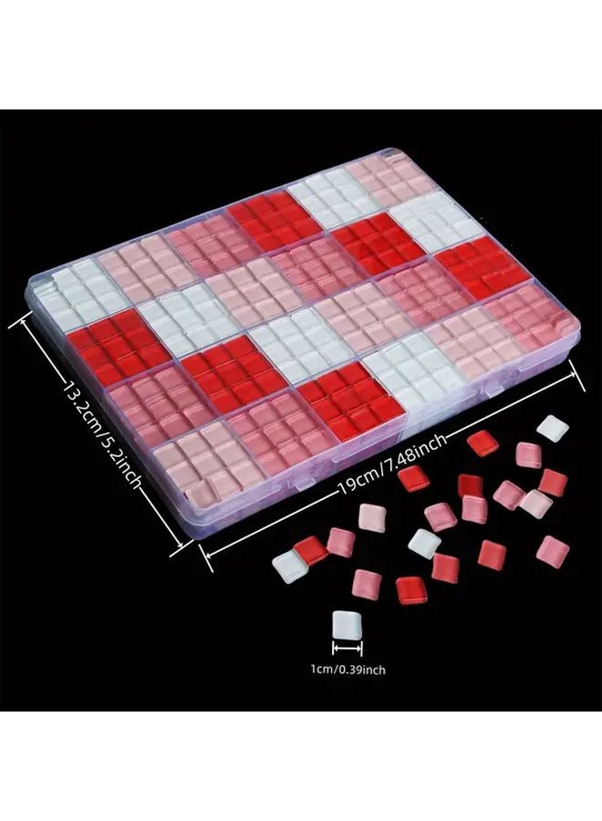 فسيفساء زجاجية ملونة ٣ قطع ٧٢٠ قطعة فسيفساء زجاجية مربعة عالية الجودة لصنع المجوهرات والفنون اليدوية - Image 4