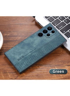 ICARLUS For Samsung Galaxy S24 Ultra Anti-scratch Phone Case Imprinted Leather Coated TPU Cover - Green  - Image 3