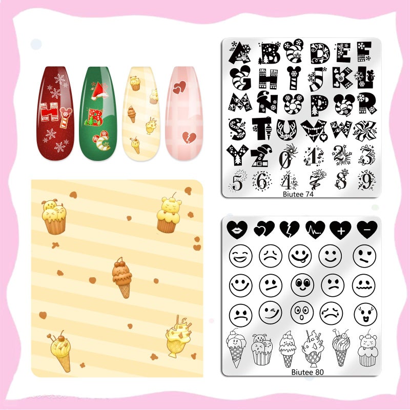 Biutee Nail Stamping Plates Set 16PCS Nail Stamper Kit with Nail Stamper, Scraper & Storage Bag Nail Art Stamping Plates Butterfly Star Flower Leaf Bowknot Design Nail Stamping Kit - Image 4