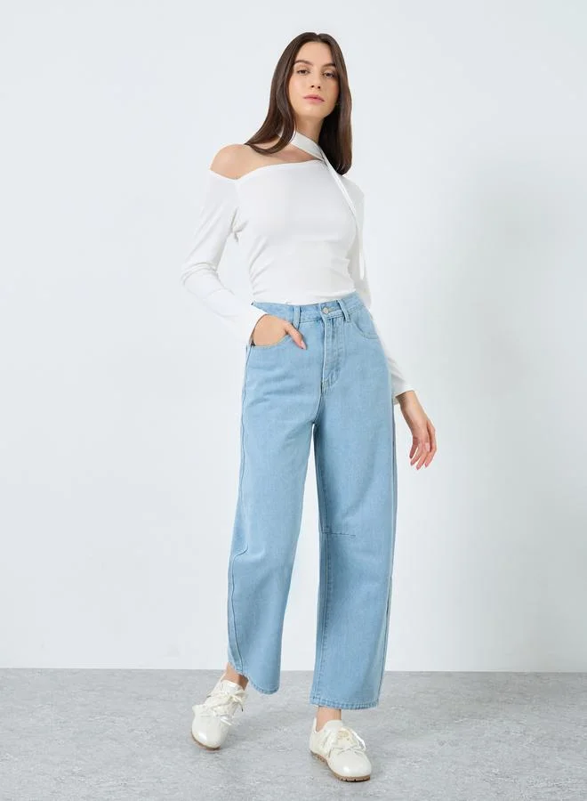 Take Two Take Two Solid Mid Rise Wide Leg Jeans