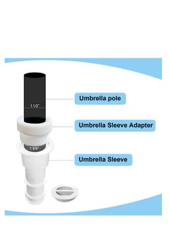 Excefore Pool Umbrella Stabilizer Adapter, Pool Umbrella Threaded Adapter Sleeves, Umbrella Pole Stabilizer, for Outdoor Patio Deck 1 3/4" Umbrellas Insert (White)  - Image 3