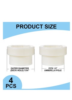 Excefore Pool Umbrella Stabilizer Adapter, Pool Umbrella Threaded Adapter Sleeves, Umbrella Pole Stabilizer, for Outdoor Patio Deck 1 3/4" Umbrellas Insert (White)  - Image 2
