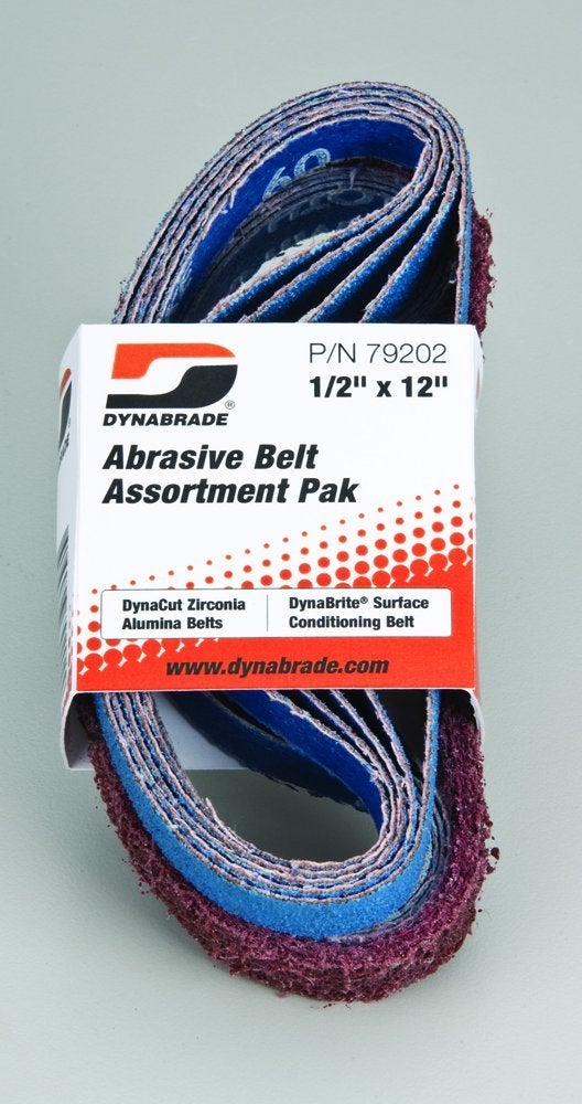 Dynabrade (79202) Belt Assortment Pak | 1/2"" (13 mm) Wide x 12"" (305 mm) Long | Assorted DynaCut and DynaBrite Belts | For Use with Dynabrade Abrasive Belt Tools - Image 2