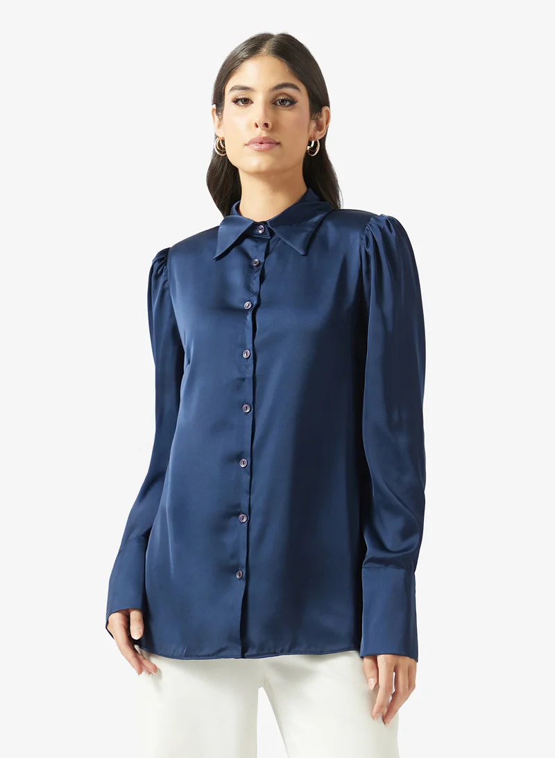 Satin Puff Sleeve Shirt