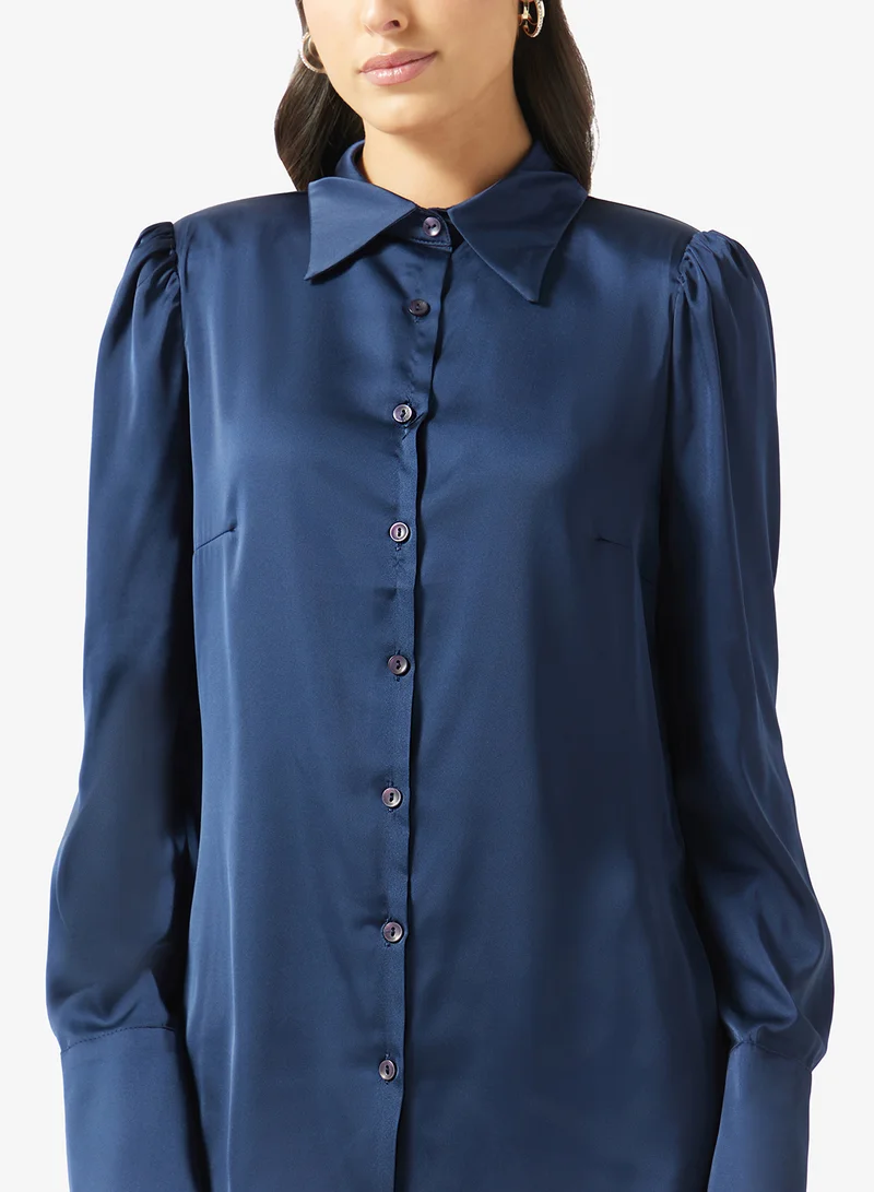 Fyor  Satin Puff Sleeve Shirt for Women | Best Price UAE