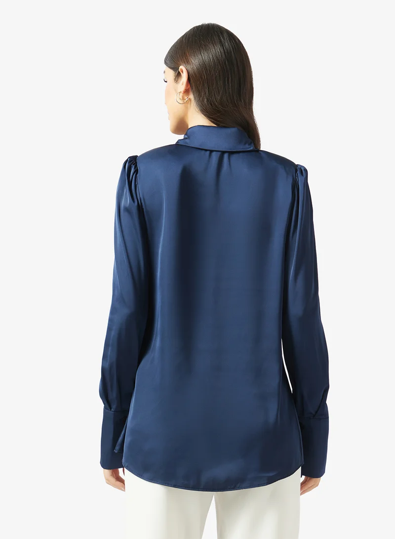 Fyor  Satin Puff Sleeve Shirt for Women | Best Price UAE