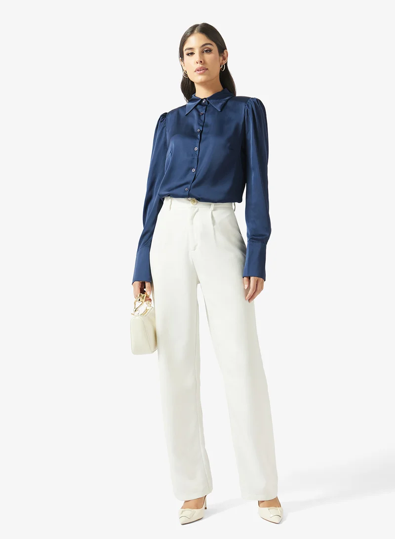 Fyor  Satin Puff Sleeve Shirt for Women | Best Price UAE