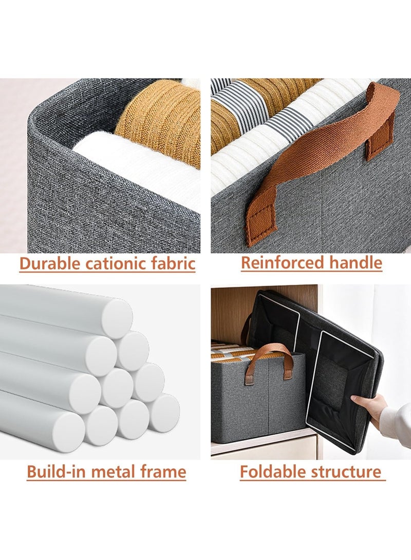 FALMER 6-Piece Fabric Clothes Storage Box Organizer with Steel Frame and Foldable Storage Container, Large Fabric Storage Box 44*30*20cm (Pack of 6, Gray) - Image 5