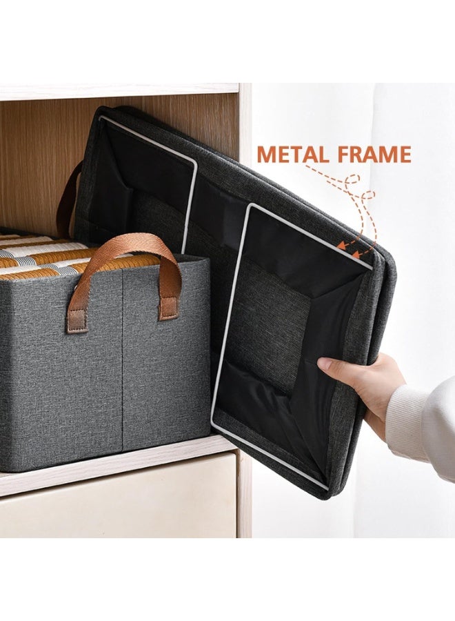 FALMER 6-Piece Fabric Clothes Storage Box Organizer with Steel Frame and Foldable Storage Container, Large Fabric Storage Box 44*30*20cm (Pack of 6, Gray) - Image 2