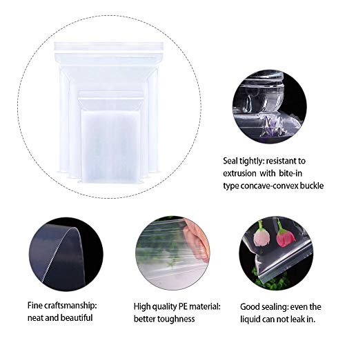 BornFeel Small Plastic Bags for Jewelry 300pcs 3 Assorted Sizes Clear Zipper Baggies Jewelry Storage Bags 2 Mil for Beads Board Games Pill Travel 2.4 x 3.5/3.5 x 5/4 x 6 Inch (8 Sizes to Choose from)​ - Image 4