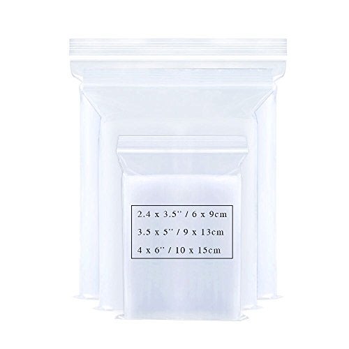 BornFeel Small Plastic Bags for Jewelry 300pcs 3 Assorted Sizes Clear Zipper Baggies Jewelry Storage Bags 2 Mil for Beads Board Games Pill Travel 2.4 x 3.5/3.5 x 5/4 x 6 Inch (8 Sizes to Choose from)​ - Image 1