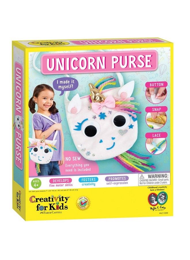 Creativity for Kids Unicorn Purse Create A No Sew Fabric Unicorn Bag Crafts Boosts Fine Motor Skills For Preschoolers White - Image 2