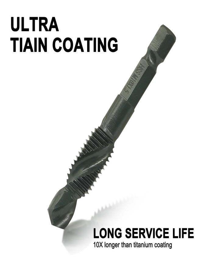 GMTOOLS Combination Drill and Tap Bit Set with Quick-Change Adapter of 13Pcs, 6 SAE Sizes: 6-32NC to 1/4-20NC, 6 Metric Sizes: M3 to M10,Suitable for Drilling Tapping Threading Countersinking - Image 3