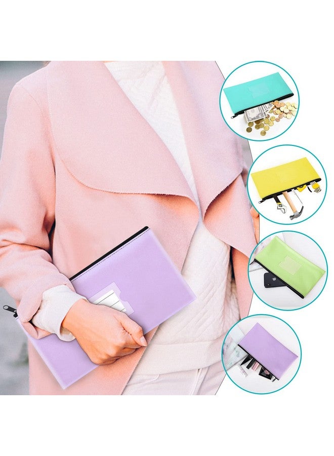 Sinzip 4 Pack Bank Deposit Money Bag Heavy Duty Leatherette Security Zipper Wallet With Clear Window Coin Bag Cash Bag Tool Pouch Assorted Colors (4 Pack Mixcolor03) - Image 3