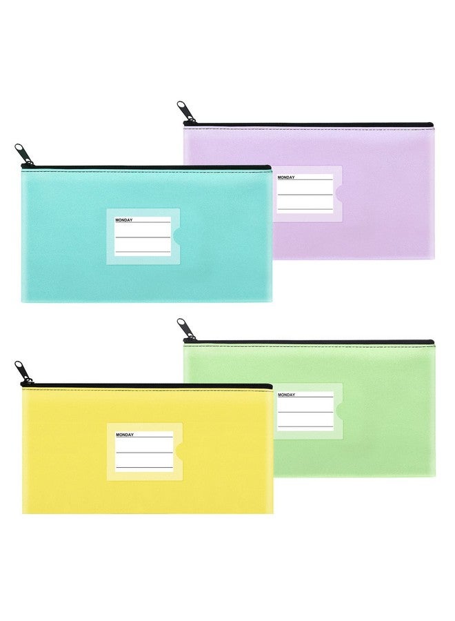 Sinzip 4 Pack Bank Deposit Money Bag Heavy Duty Leatherette Security Zipper Wallet With Clear Window Coin Bag Cash Bag Tool Pouch Assorted Colors (4 Pack Mixcolor03) - Image 1