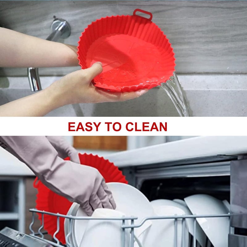 Reberyle Air Fryer Silicone Liners3 PCS Reusable Airfryer Silicone Pot Food Grade Air Fryer Liners 8 inch Easy Cleaning Silicone Air Fryer Baking Tray For 47 QT Air Fryer Basket - Image 4
