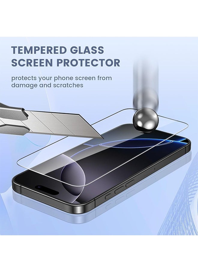 6 in 1 for iPhone 16 Pro Max Screen Protector, [2+2 Pack] iPhone 16 Pro Max Back Screen Protector with Front Screen Protector and Camera Lens Protector and Installation Alignment Frame, 9H Hardness, Ultra HD Clear Tempered Glass Film