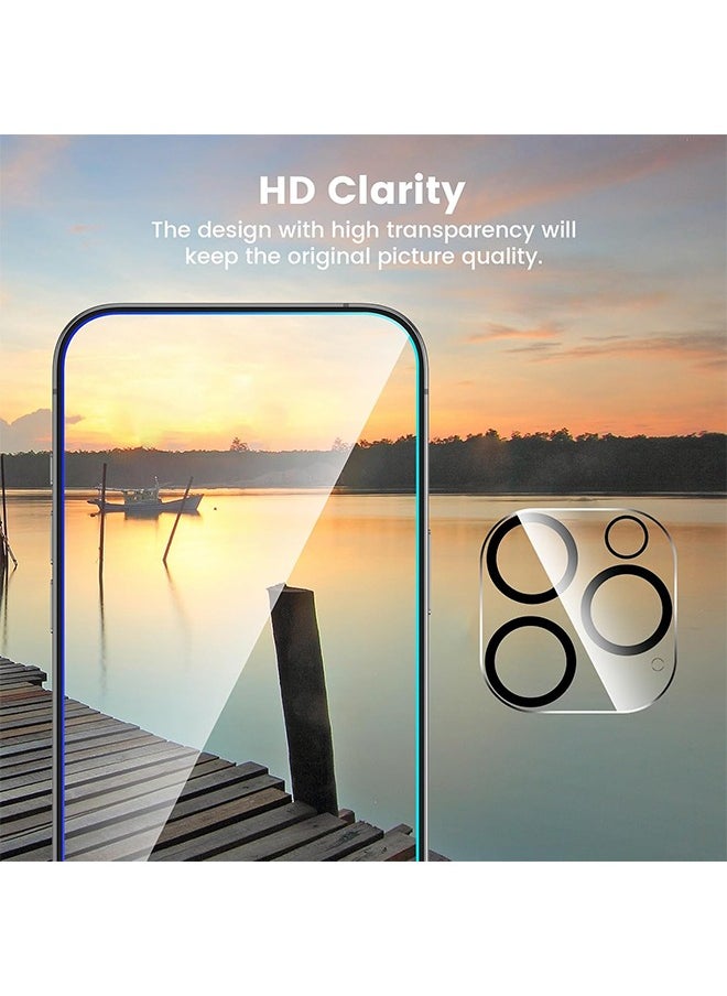 6 in 1 for iPhone 16 Pro Max Screen Protector, [2+2 Pack] iPhone 16 Pro Max Back Screen Protector with Front Screen Protector and Camera Lens Protector and Installation Alignment Frame, 9H Hardness, Ultra HD Clear Tempered Glass Film