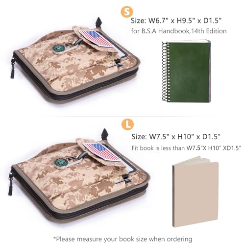 Aplufine Handbook Book Cover Compatible with BoyScoouts Handbook with Amercan Flag Patch and Compass - Book Sleeve - Handbook Protector for Boys Girls - Image 3