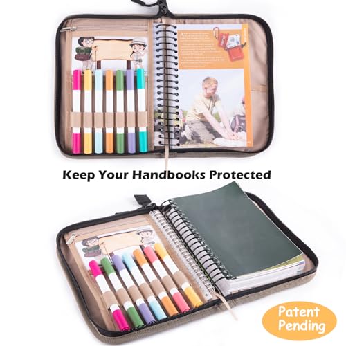 Aplufine Handbook Book Cover Compatible with BoyScoouts Handbook with Amercan Flag Patch and Compass - Book Sleeve - Handbook Protector for Boys Girls - Image 2