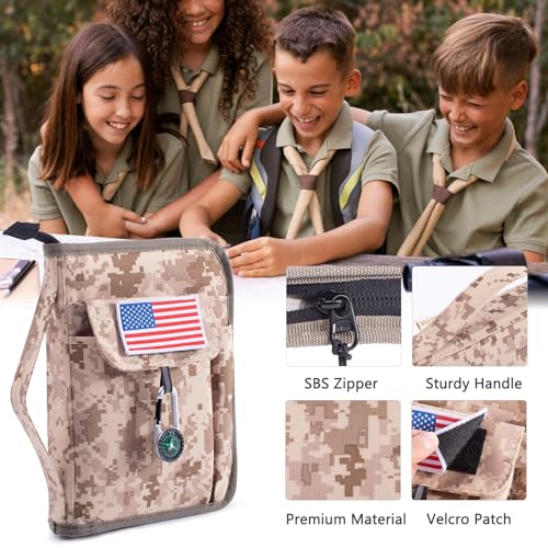Aplufine Handbook Book Cover Compatible with BoyScoouts Handbook with Amercan Flag Patch and Compass - Book Sleeve - Handbook Protector for Boys Girls - Image 5