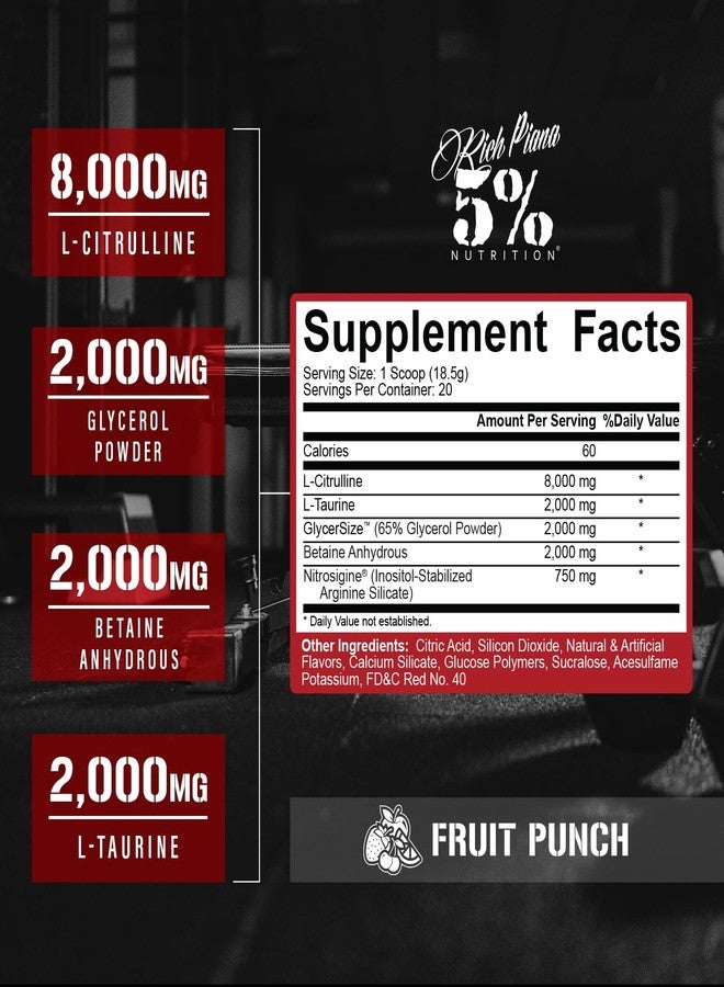 5% نيوتريشن مكمل غذائي قبل التمرين FullAF من 5% Nutrition | خالٍ من المنبهات مع ضخ دموي هائل | يحتوي على: إل-سيترولين، إل-تورين، نيتروسيجين، جليسرسايز (بنكهة الفواكه) - Image 4