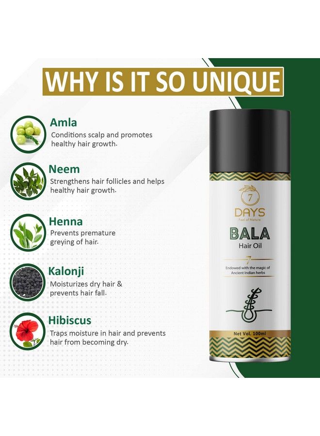 7 Days Ayurvedic Bala Hair Oil For Hair Growth Hair Fall Control For Women And Men 100 Ml - Image 3