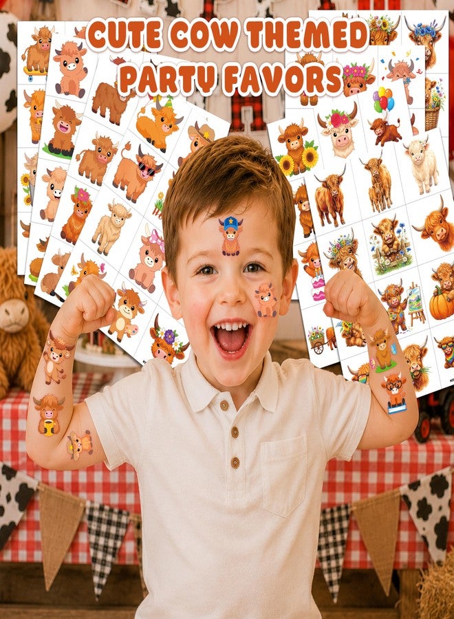 91TATTOOS 96 PCS Cute Cow Print Retro Floral Pre-Cut Temporary Tattoos for Kids - Image 2