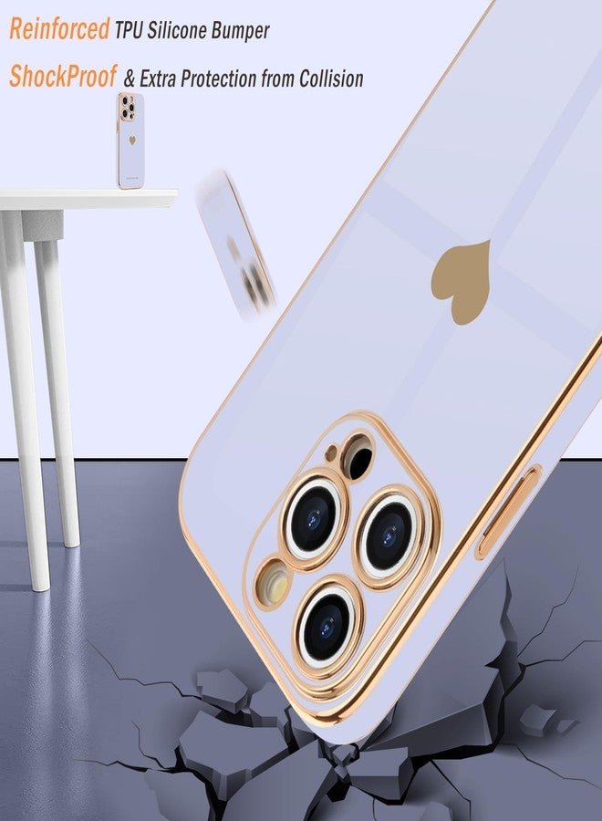 Teageo جراب Teageo لهاتف iPhone 15 Pro Max مع واقي شاشة [عبوة من قطعتين]، تصميم أنيق وجذاب، لون ذهبي فاخر، غطاء ناعم لحماية الكاميرا، مصنوع من السيليكون المقاوم للصدمات، لون بنفسجي فاتح. - Image 4